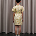 The Huā Collection Girl Puff Sleeves Cheongsam in 蕊 Blossom Jacquard Yellow - Umbi