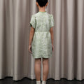 The Huā Collection Girl Puff Sleeves Cheongsam in 韵 Cadence Jacquard Green - Umbi
