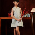 The Huā Collection Girl Sleeveless Cheongsam in 韵 Cadence Jacquard Soft Blue - Umbi