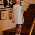 The Huā Collection Girl Sleeveless Cheongsam in 韵 Cadence Jacquard Soft Blue - Umbi