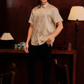 The Huā Collection Men Holiday Shirt in 韵 Cadence Bamboo Sand - Umbi