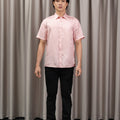 The Huā Collection Men Holiday Shirt in 韵 Cadence Jacquard Pink - Umbi