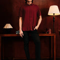 The Huā Collection Men Holiday Shirt in Maroon - Umbi