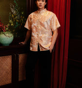 The Huā Collection Men Short Sleeves Samfu in 蕊 Blossom Jacquard Gold - Umbi