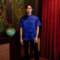 The Huā Collection Men Short Sleeves Samfu in 韵 Cadence Bamboo Blue - Umbi