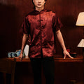 The Huā Collection Men Short Sleeves Samfu in 韵 Cadence Bamboo Maroon - Umbi