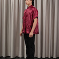 The Huā Collection Men Short Sleeves Samfu in 韵 Cadence Bamboo Maroon - Umbi