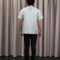 The Huā Collection Men Short Sleeves Samfu in 韵 Cadence Jacquard Soft Blue - Umbi