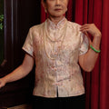 The Huā Collection Women Classic Oriental Blouse in 蕊 Blossom Jacquard Pink - Umbi