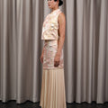 The Huā Collection Women Detachable Pleated Skirt in 蕊 Blossom Jacquard Gold - Umbi