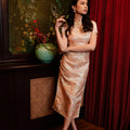 The Huā Collection Women Fitted Cheongsam in 蕊 Blossom Jacquard Gold - Umbi