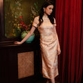 The Huā Collection Women Fitted Cheongsam in 蕊 Blossom Jacquard Gold - Umbi