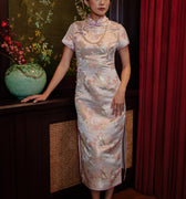 The Huā Collection Women Fitted Cheongsam in 蕊 Blossom Jacquard Lilac - Umbi