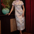 The Huā Collection Women Fitted Cheongsam in 蕊 Blossom Jacquard Lilac - Umbi