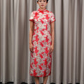 The Huā Collection Women Fitted Cheongsam in 蕊 Blossom Jacquard Red - Umbi