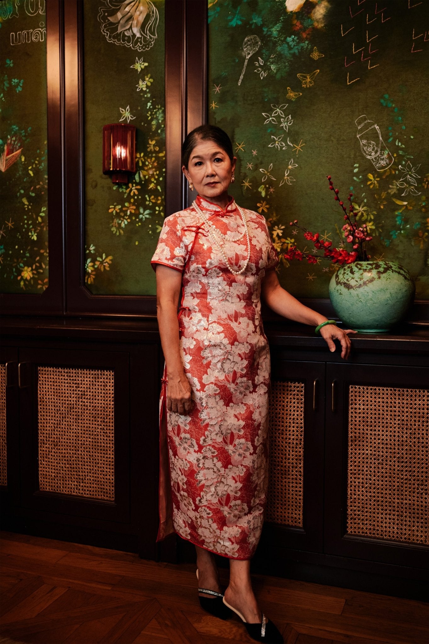 The Huā Collection Women Fitted Cheongsam in 蕊 Blossom Jacquard Red - Umbi