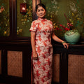 The Huā Collection Women Fitted Cheongsam in 蕊 Blossom Jacquard Red - Umbi