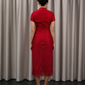 The Huā Collection Women Fitted Cheongsam in 绮 Elegant Lace Red - Umbi