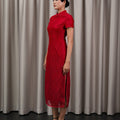 The Huā Collection Women Fitted Cheongsam in 绮 Elegant Lace Red - Umbi