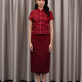 The Huā Collection Women Fitted Skirt in Maroon - Umbi