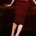 The Huā Collection Women Fitted Skirt in Maroon - Umbi