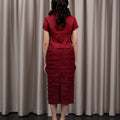 The Huā Collection Women Fitted Skirt in Maroon - Umbi