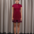 The Huā Collection Women Pleated Cheongsam in 绮 Elegant Lace Maroon - Umbi