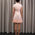 The Huā Collection Women Pleated Cheongsam in 绮 Elegant Lace Pink - Umbi
