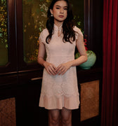 The Huā Collection Women Pleated Cheongsam in 绮 Elegant Lace Pink - Umbi
