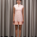The Huā Collection Women Pleated Cheongsam in 绮 Elegant Lace Pink - Umbi