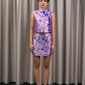 The Huā Collection Women Short Skirt in 蕊 Blossom Jacquard Violet - Umbi