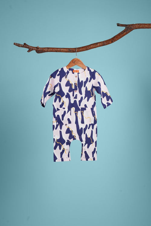 The Kenangan Raya Baby Jumpsuit Marble Print