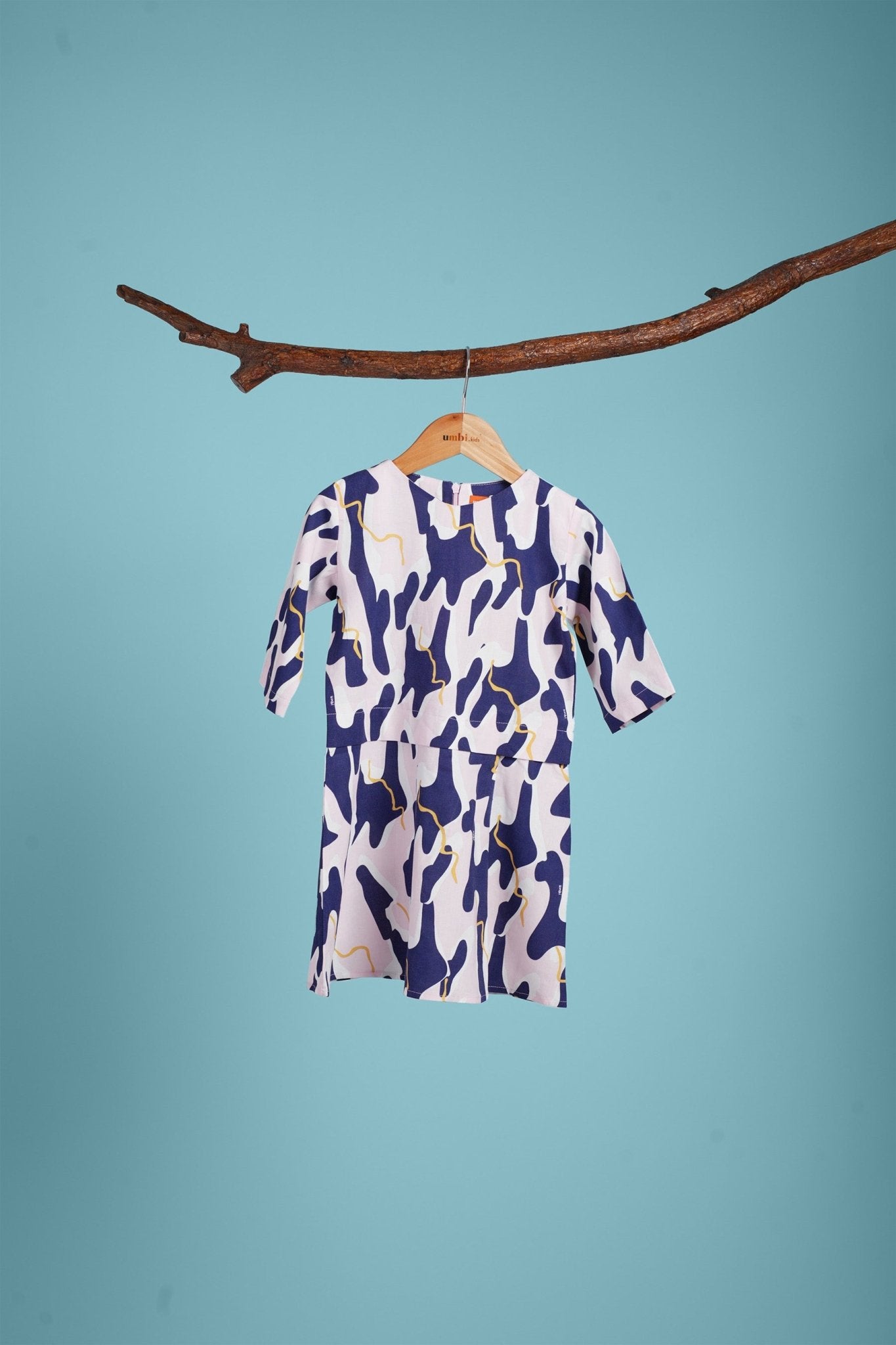 The Kenangan Raya Baby Kurung Dress Marble Print - Umbi