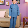 The Kenangan Raya Boy Baju Melayu Set Steel Blue - Umbi