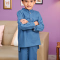 The Kenangan Raya Boy Baju Melayu Set Steel Blue - Umbi