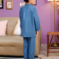 The Kenangan Raya Boy Baju Melayu Set Steel Blue - Umbi