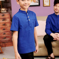 The Kenangan Raya Boy Short Sleeves Shirt Royal Blue - Umbi