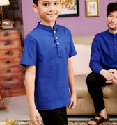 The Kenangan Raya Boy Short Sleeves Shirt Royal Blue - Umbi