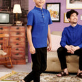 The Kenangan Raya Boy Short Sleeves Shirt Royal Blue - Umbi