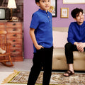 The Kenangan Raya Boy Short Sleeves Shirt Royal Blue - Umbi