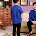 The Kenangan Raya Boy Short Sleeves Shirt Royal Blue - Umbi