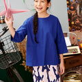 The Kenangan Raya Girl Pair Pockets Boxy Blouse Royal Blue - Umbi