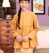 The Kenangan Raya Girl Ruffle Top Brown - Umbi
