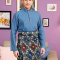 The Kenangan Raya Men Baju Melayu Steel Blue - Umbi