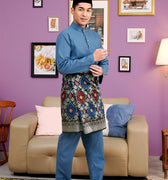 The Kenangan Raya Men Baju Melayu Steel Blue - Umbi