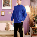 The Kenangan Raya Men Collar Kurta Top Royal Blue - Umbi