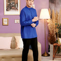 The Kenangan Raya Men Collar Kurta Top Royal Blue - Umbi