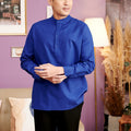The Kenangan Raya Men Collar Kurta Top Royal Blue - Umbi