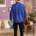 The Kenangan Raya Men Collar Kurta Top Royal Blue - Umbi
