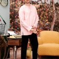 The Kenangan Raya Men Modern Kurta Top Pink - Umbi
